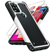 LeYi Case For Moto G Stylus 2021:2 Pack Screen Protectors, Dual Layer Protective Hard PC Back, White